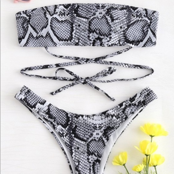 white snakeskin bikini